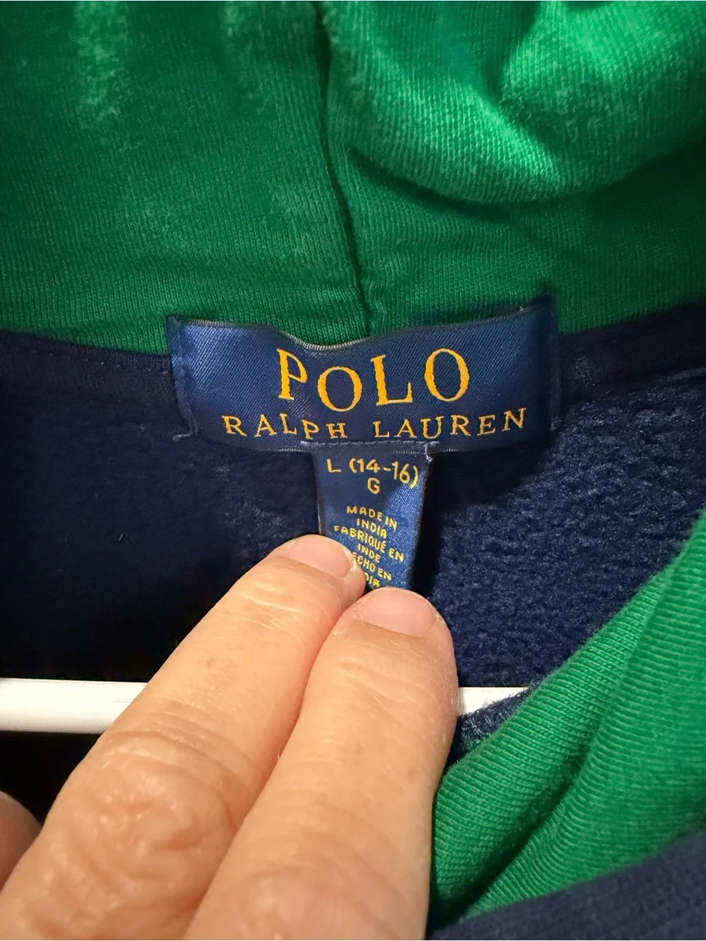Ralph Lauren Navy Sweatshirt with Green Chenille Polo Script